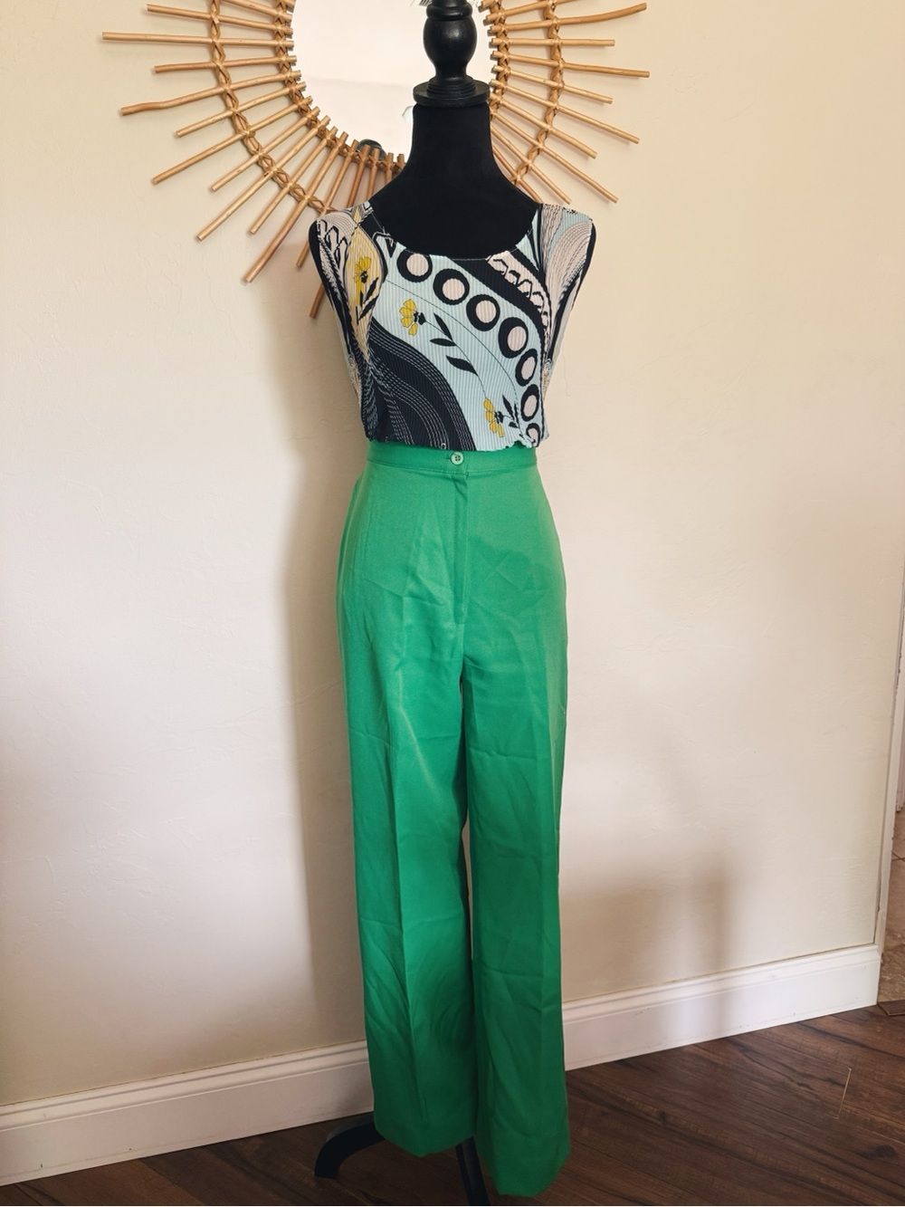 High-Waist Wide Leg Green Pants